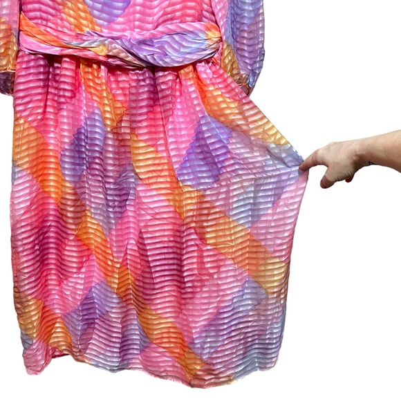 Vintage Silk Chiffon Gentillesse Diane Dickinson 70s-80s Union-Made Dress - Picture 8 of 14